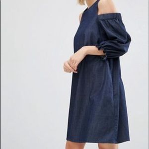 ASOS denim cold shoulder dress